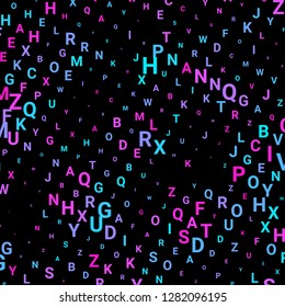 Abstract texture with letters. Vector colorful background made of alphabet symbols for posters, web sites, web pages, business cards, postcards, interior design.