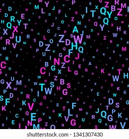 Abstract texture with letters. Vector colorful background made of alphabet symbols for posters, web sites, web pages, business cards, postcards, interior design.