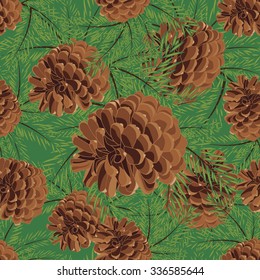 Abstract texture with mistletoe berries. Seamless pattern with Christmas tree  ornament. Vector illustration