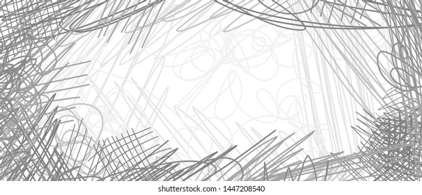 Abstract сhaotic texture. Monochrome wallpaper. Hand drawn dinamic scrawls. Black and white illustration