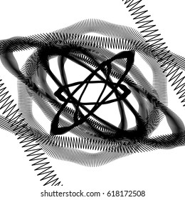 Abstract texture / pattern with random radial shapes overlapping. Texture with rippled, concentric elements. Abstract geometric art. Vector illustration