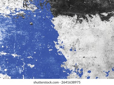 Abstract texture of peeling paint and grungy background with blue white and black colors