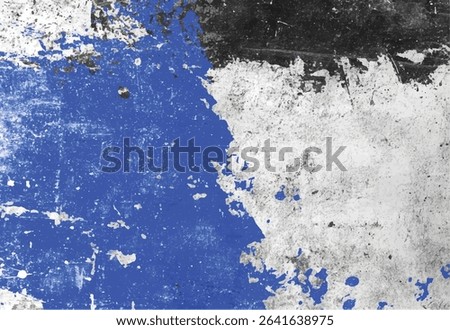 Abstract texture of peeling paint and grungy background with blue white and black colors
