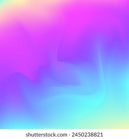 Abstrakte Textur. Rosa glänzender Farbverlauf. Weiche geometrische Einladung. Holografischer Hintergrund. Vektorgrafik verschwimmen. Perlglanzgradient. In: Kawaii Light. In: Cosmos Flyer. Abstrakte blaue Textur
