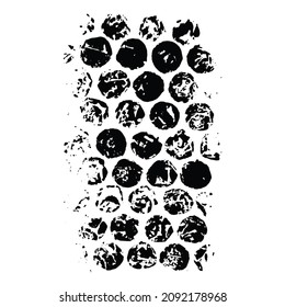 abstract texture from the prints of a group of circles. abstract background in grunge style. black-and-white print of an air-bubble polyethylene film. stock vector illustration. EPS 10.