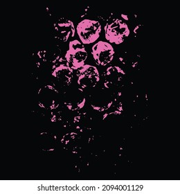 Abstract Texture From The Prints Of A Group Of Circles. Abstract Background In Grunge Style. Pink Print Of An Air-bubble Polyethylene Film On A Black Background. Stock Vector Illustration. EPS 10.