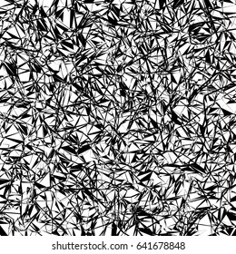 Abstract texture with random, chaotic lines in tangled, jumbled style. Black and white geometric pattern.