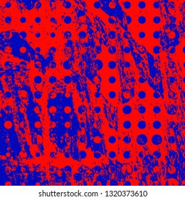 Abstract texture of red and blue paint. Vector background of paint strokes with a dry brush. Vintage grunge style pattern