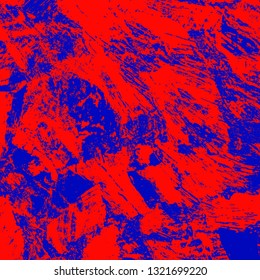 Abstract texture of red and blue paint. Vector background of paint strokes with a dry brush. Vintage grunge style pattern