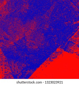 Abstract texture of red and blue paint. Vector background of paint strokes with a dry brush. Vintage grunge style pattern