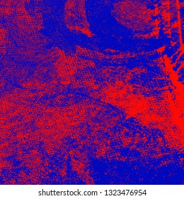 Abstract texture of red and blue paint. Vector background of paint strokes with a dry brush. Vintage grunge style pattern