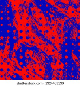 Abstract texture of red and blue paint. Vector background of paint strokes with a dry brush. Vintage grunge style pattern