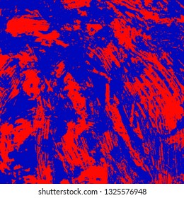 Abstract texture of red and blue paint. Vector background of paint strokes with a dry brush. Vintage grunge style pattern