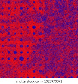 Abstract texture of red and blue paint. Vector background of paint strokes with a dry brush. Vintage grunge style pattern
