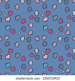 Abstract texture, repeat tiles. Love romantic theme. Vector. Seamless pattern with small hearts on blue, neutral backdrop. Valentines day background. Design for decoration, gift paper, textile.