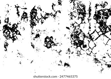 Abstract texture of scratches, cracks, chips. Grunge black and white background. Monochrome pattern of vintage surface.