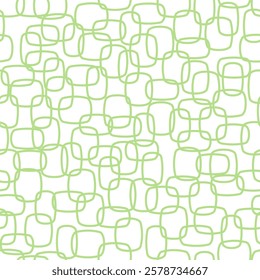 Abstract texture - seamless fashion pattern. Intersecting intertwined line art geometric shapes. Vector pattern retro fabric print. Green and white.