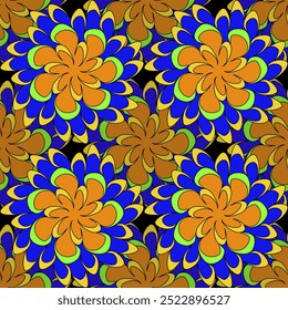 Abstract texture with seamless full-color beautiful floral pattern. Abstract ornament.