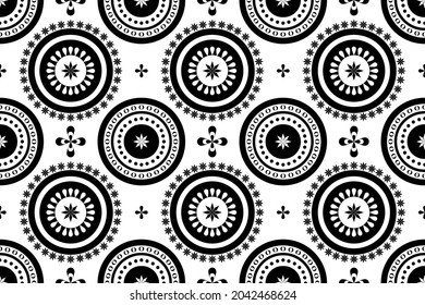 Abstract texture seamless. Geometric black and white circle pattern background design for decorative. 