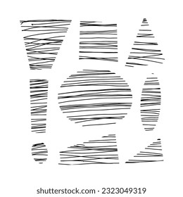 Abstract Texture Set. Geometric Shapes with Hand Drawn Lines. Design Elements Collection and Backgrounds for Abstract Designs.