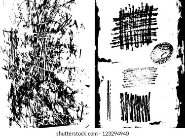 Abstract texture and set of graphics grunge elements