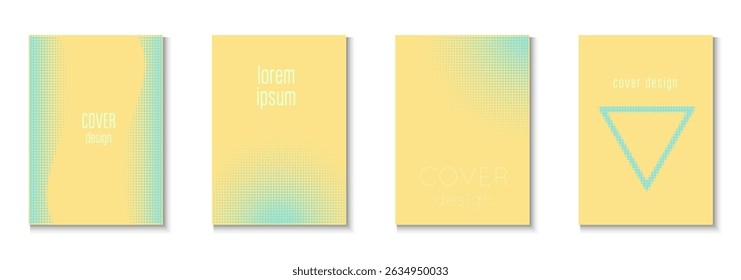 Conjunto de Texturas Abstratas. Formas Modernas No Layout Tecnológico. Jovem Marca Em Quadro Minimalista. Panfleto de negócios. Pôster de Linha Minimalista. Tampa De Meio-Tom Geométrica. Textura abstrata da moda