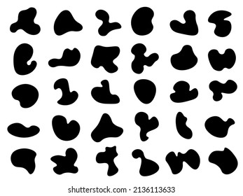 abstract texture set vector isolated geometric background shape element black print white graphic modern liquid decoration label art design stain frame paint sign symbol blot illustration round pebble