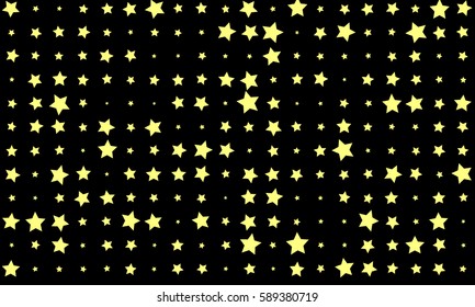 Abstract Texture with Small Yellow Stars on Black Background. Simple Pattern.
