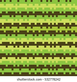 Abstract texture tetris railways striped pixel seamless background green 1