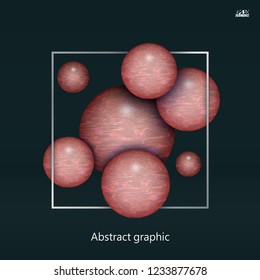 Abstract textured 3d spheres with reflective surface. Eps10 Vector illustration