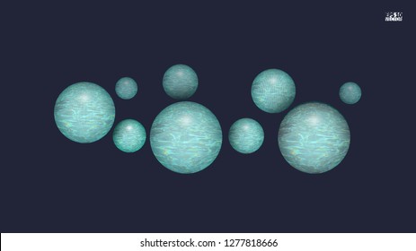 Abstract textured 3d spheres with reflective surface. Eps10 Vector illustration