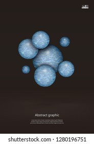 Abstract textured 3d spheres with reflective surface. Eps10 Vector illustration