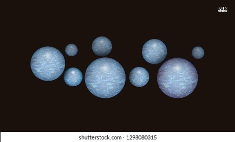 Abstract textured 3d spheres with reflective surface. Eps10 Vector illustration