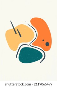 Abstract textured art with simple geometric shapes and lines for wall decoration, postcard