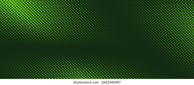 Abstract textured background with a halftone pattern in vibrant green and black gradient tones. Vector

