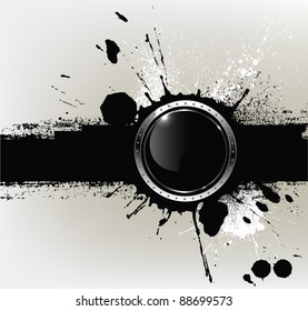 Abstract textured background with a with round glossy banner, vector