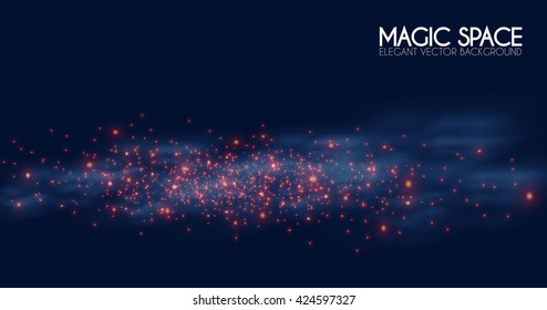 Abstract Textured Background. Shimmer and Fog Design. Cosmos, Universe, Particles, Elegant Design. Magic Space. Vector illustration