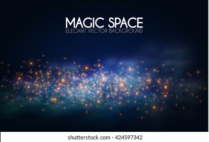 Abstract Textured Background. Shimmer and Fog Design. Cosmos, Universe, Particles, Elegant Design. Magic Space. Vector illustration