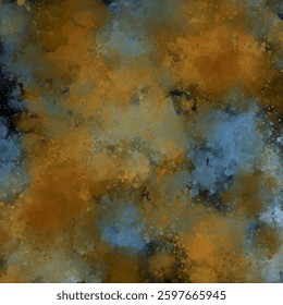 Abstract textured background with watercolor effect and splashed drops on black. Dynamic, deep and rich background. Tracing