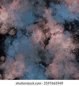 Abstract textured background with watercolor effect and splashed drops on black. Dynamic, deep and rich background. Tracing