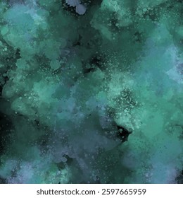 Abstract textured background with watercolor effect and splashed drops on black. Dynamic, deep and rich background. Tracing