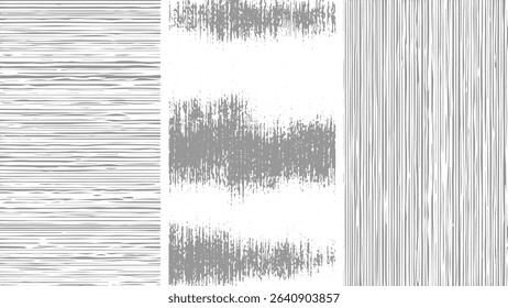 Abstract textured backgrounds with horizontal and vertical lines in grayscale suitable for graphic design projects