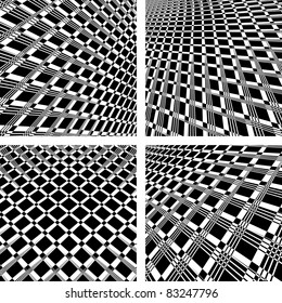 Resumen texturizado de fondo en el diseño de op art. Sin gradiente. Conjunto de vectores.