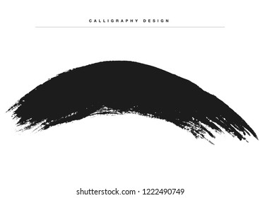 Abstract textured big long thick strokes of black paint isolated on a white background. Vector illustration.