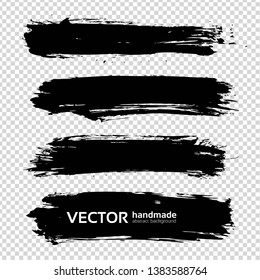 Abstract textured black long big smooth strokes on imitation transparent background