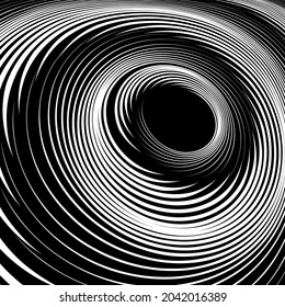 Resumen texturado fondo blanco y negro con movimiento de rotación vórtice. Arte vectorial.