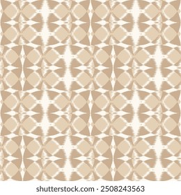 Abstractas texturizado marrón tema ikat cuadrado, círculos tipo patrón textura de fondo. textil simple, azulejos, patrones de mosaico.