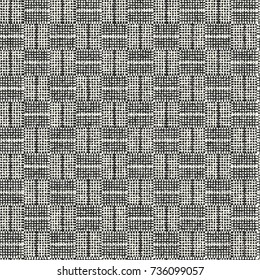 Abstract Textured Checked Geometric Motif. Seamless Pattern.