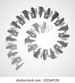 Abstract Textured Circular Spirals. Vector illustration background. 