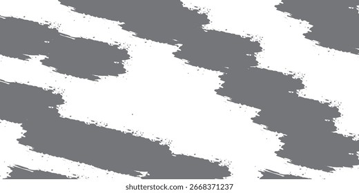 Abstract textured diagonal pattern with jagged gray brush strokes on seamless repeat transparent background